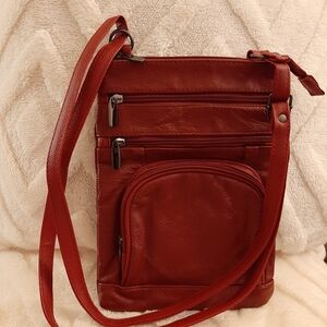 Elegant Red Leather Crossbody Bag